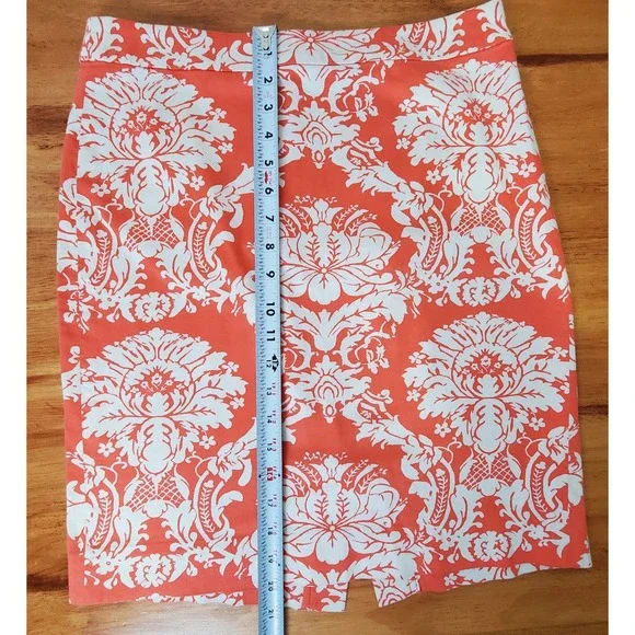 J Crew Pencil Skirt 6 Coral Coconut Girl Tropical Beachy Vacation Luau Hawaiian - Picture 4 of 9